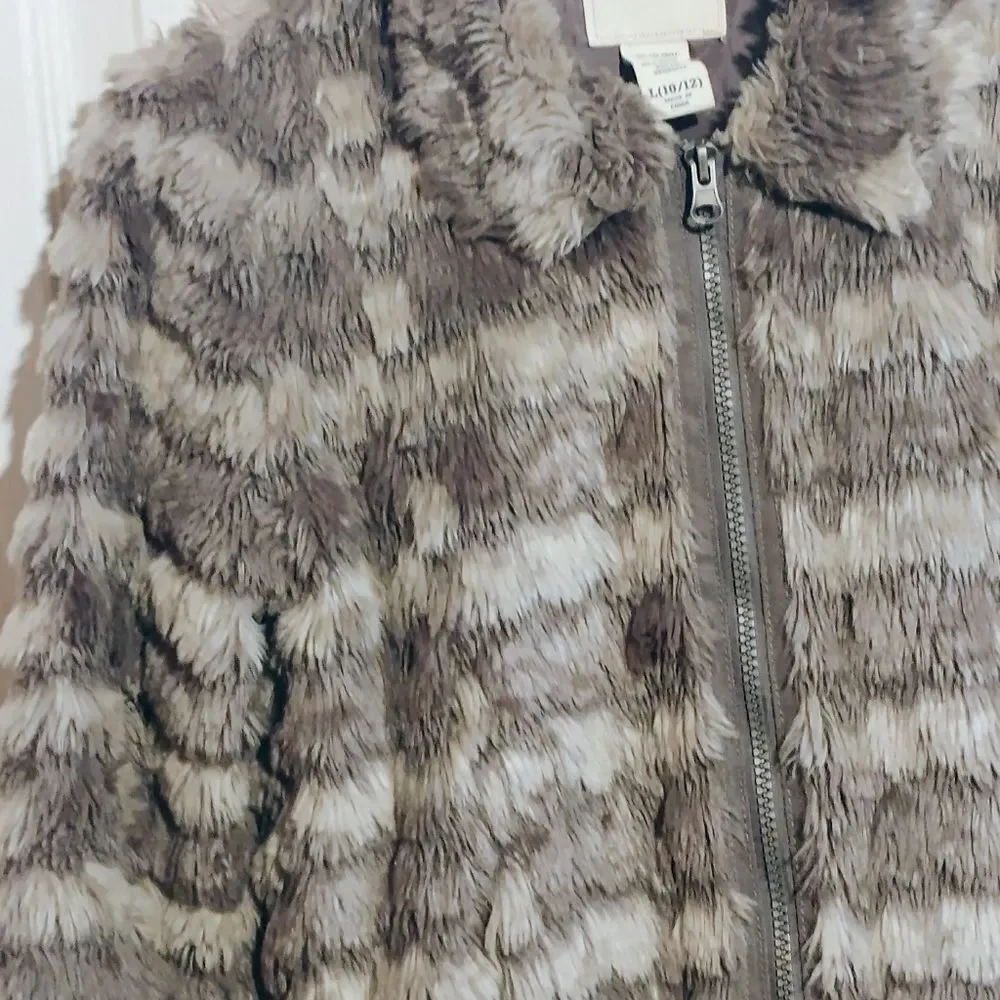 Cherokee Kids Faux Fur Jacket - Brown and Gray